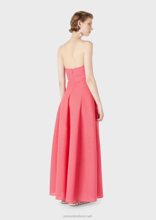 Women 086V126 Long Dress In Ribbed Barre Fabric With Sweetheart Neckline Armani Pink