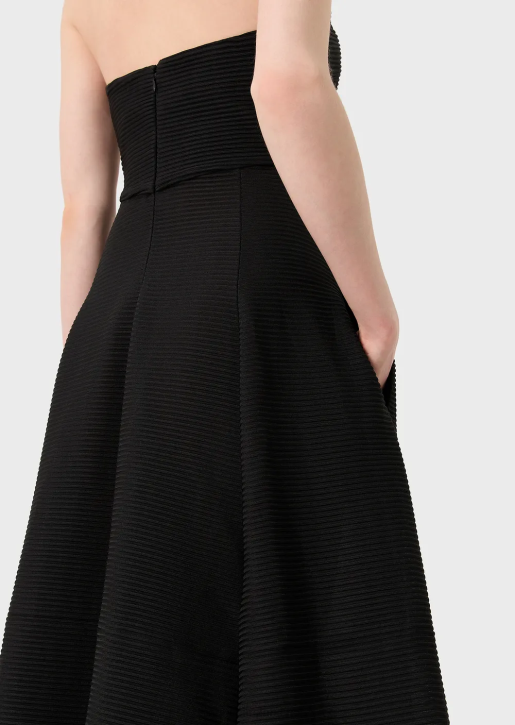 Women 086V127 Long Dress In Ribbed Barre Fabric With Sweetheart Neckline Armani Black