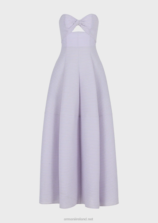 Women 086V128 Long Dress In Ribbed Barre Fabric With Sweetheart Neckline Armani Lilla