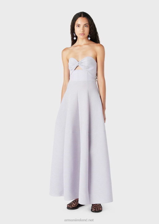 Women 086V128 Long Dress In Ribbed Barre Fabric With Sweetheart Neckline Armani Lilla