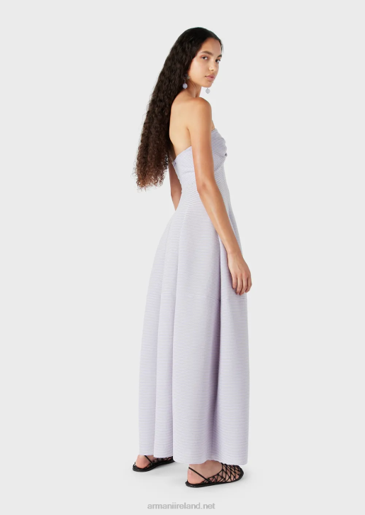 Women 086V128 Long Dress In Ribbed Barre Fabric With Sweetheart Neckline Armani Lilla