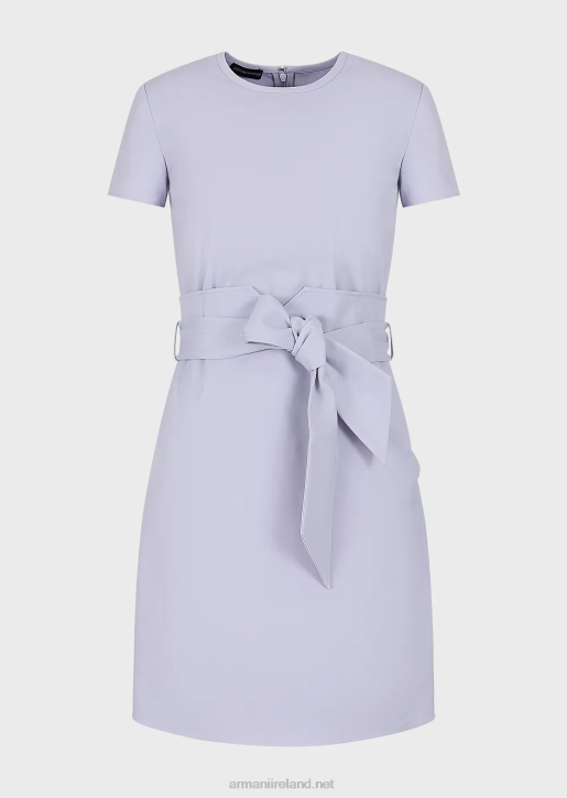 Women 086V65 Two-Piece Effect Dress In Stretch Couture Cotton Armani Lilla