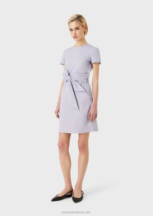 Women 086V65 Two-Piece Effect Dress In Stretch Couture Cotton Armani Lilla