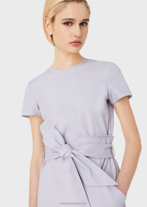 Women 086V65 Two-Piece Effect Dress In Stretch Couture Cotton Armani Lilla