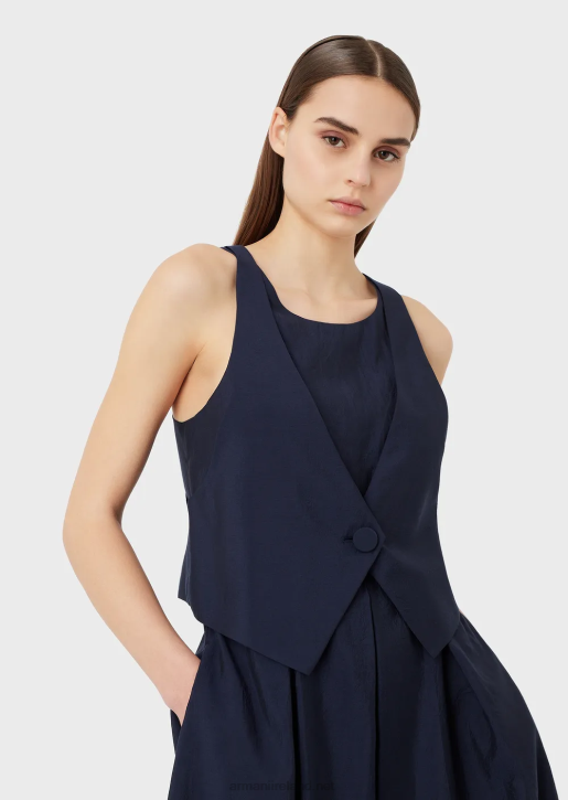 Women 086V75 Two-Piece Effect Dress In Technical Muslin With Godet Pleats Armani