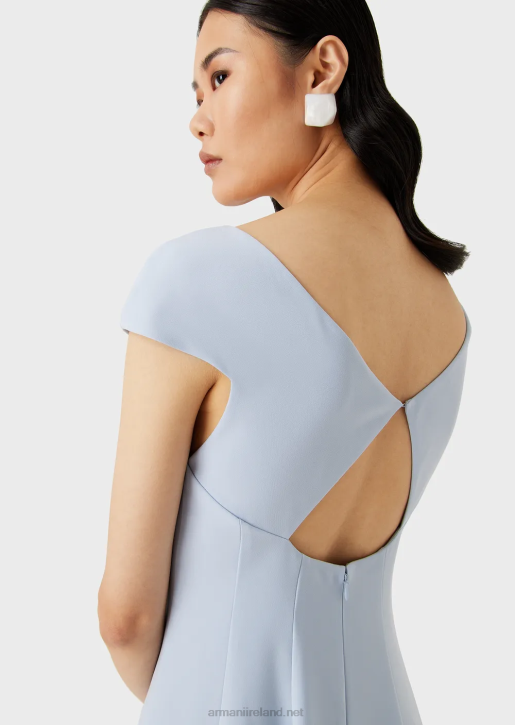 Women 086V79 Techno-Cady Flared Midi Dress With A V Neck Armani Lilla
