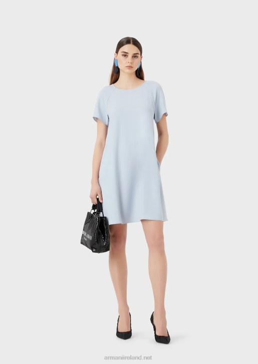Women 086V80 Flared Dress In Technical Cady With Buttons Armani
