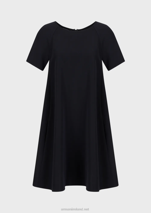 Women 086V81 Flared Dress In Technical Cady With Buttons Armani Navy Blue