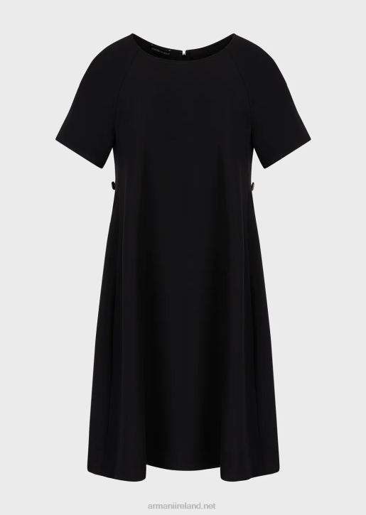 Women 086V82 Flared Dress In Technical Cady With Buttons Armani Black