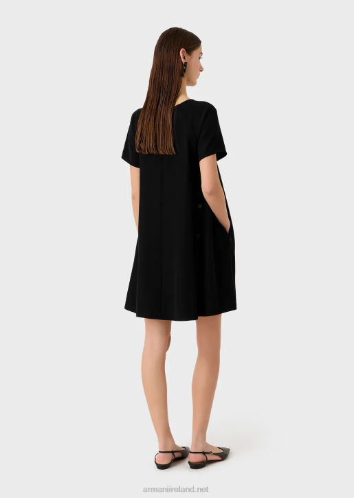 Women 086V82 Flared Dress In Technical Cady With Buttons Armani Black