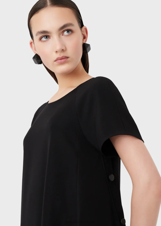 Women 086V82 Flared Dress In Technical Cady With Buttons Armani Black