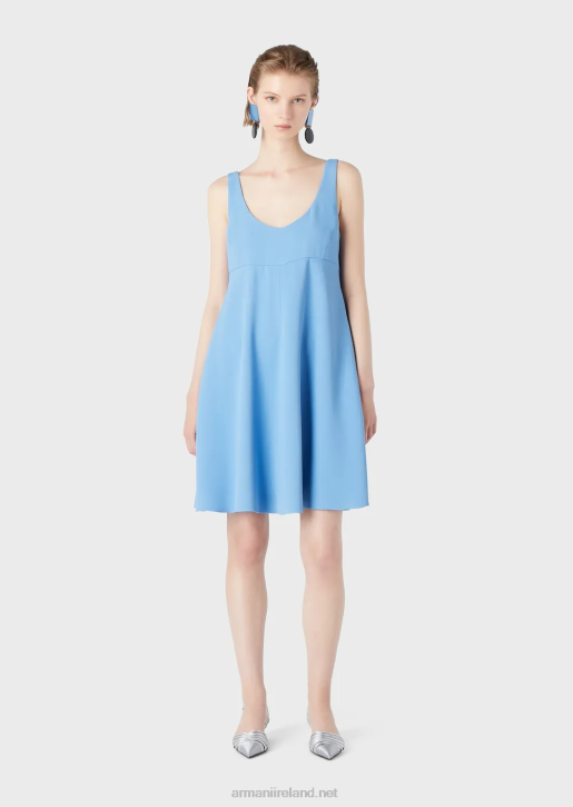 Women 086V83 Sleeveless, Flared Cady Crepe Dress Armani