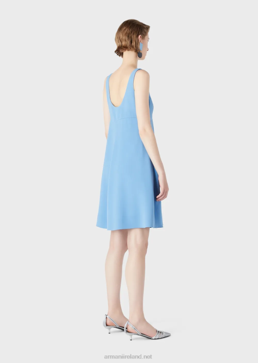 Women 086V83 Sleeveless, Flared Cady Crepe Dress Armani