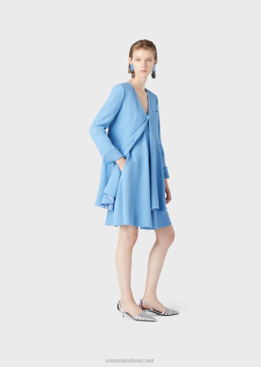 Women 086V83 Sleeveless, Flared Cady Crepe Dress Armani