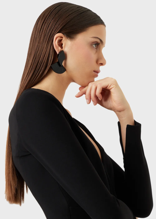 Women 086V88 Technical Cady Draped Dress With A Cross-Over Neckline Armani Black