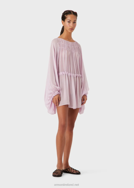Women 086V92 Eco Viscose Georgette Drawstring Dress Armani Pink