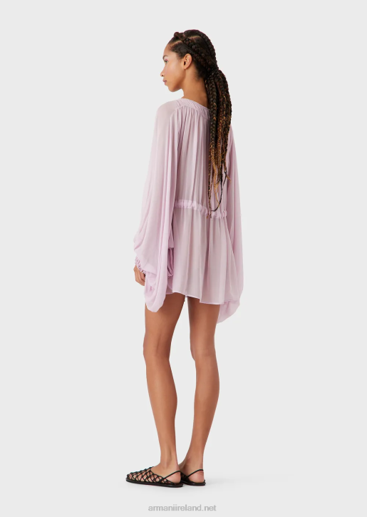 Women 086V92 Eco Viscose Georgette Drawstring Dress Armani Pink