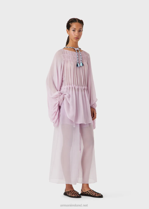 Women 086V92 Eco Viscose Georgette Drawstring Dress Armani Pink