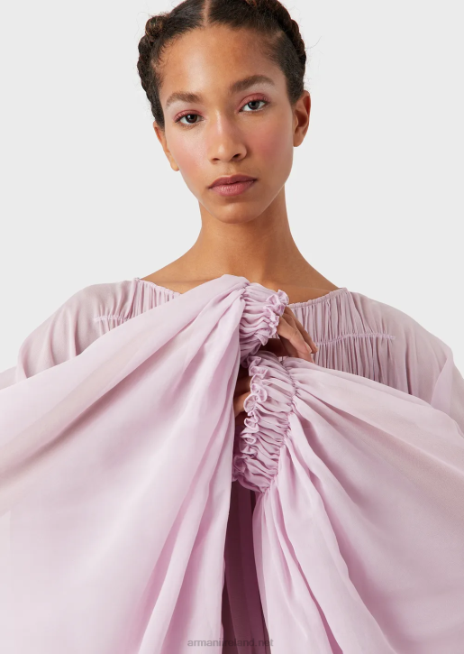 Women 086V92 Eco Viscose Georgette Drawstring Dress Armani Pink