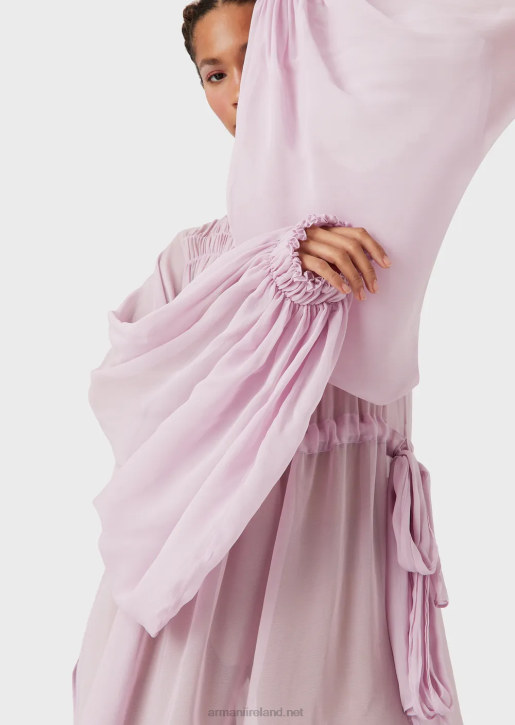 Women 086V92 Eco Viscose Georgette Drawstring Dress Armani Pink