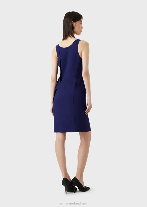 Women 086V96 V-Neck Sheath Dress With Oversized Ruffle Armani Purple