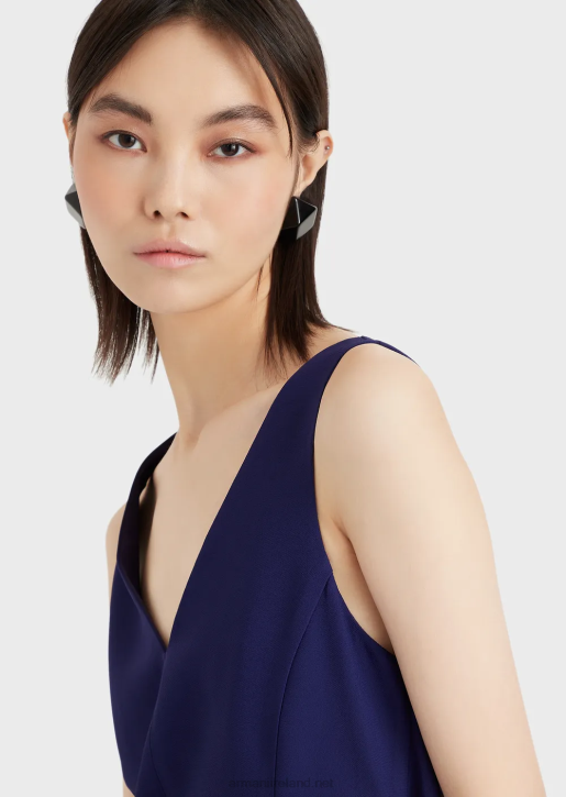 Women 086V96 V-Neck Sheath Dress With Oversized Ruffle Armani Purple