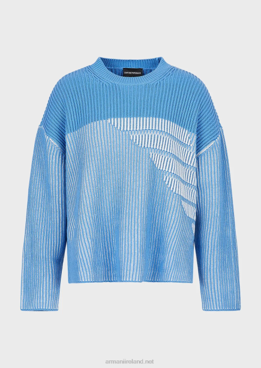 Women 086V188 Vanise Half-Rib Jumper With Oversized Logo Armani Azure