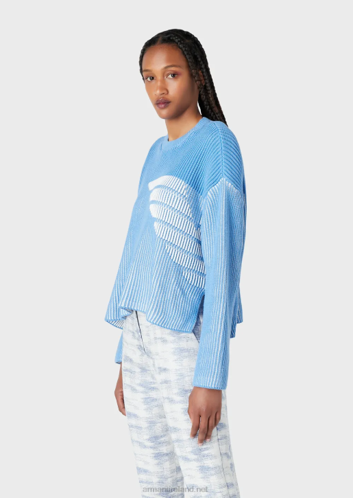 Women 086V188 Vanise Half-Rib Jumper With Oversized Logo Armani Azure