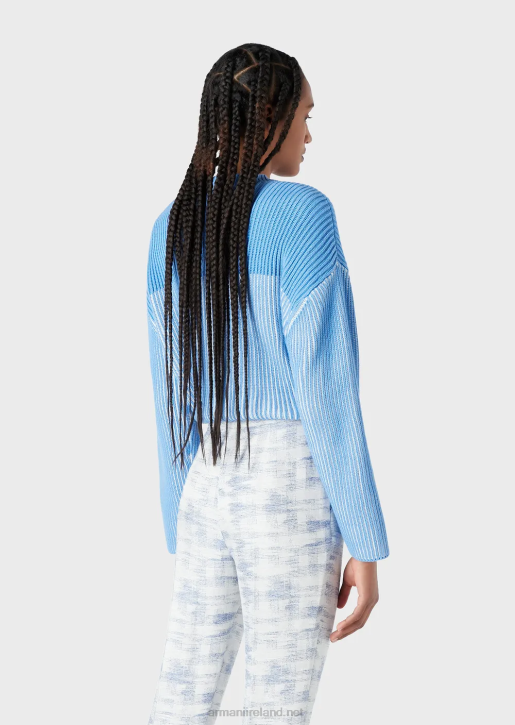Women 086V188 Vanise Half-Rib Jumper With Oversized Logo Armani Azure