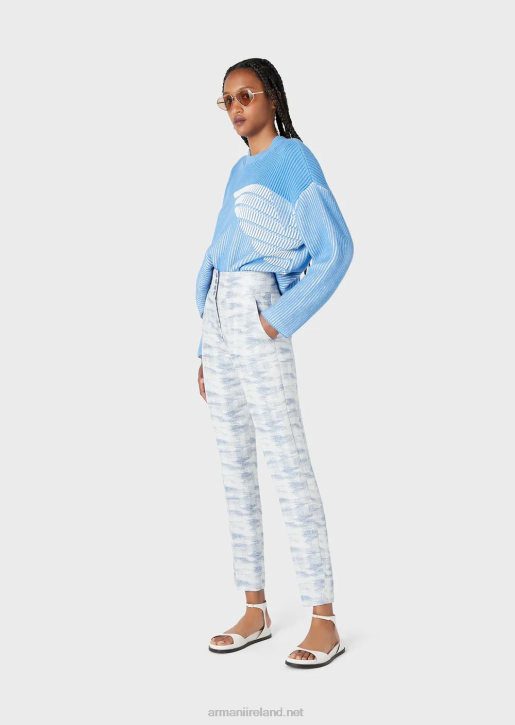 Women 086V188 Vanise Half-Rib Jumper With Oversized Logo Armani Azure