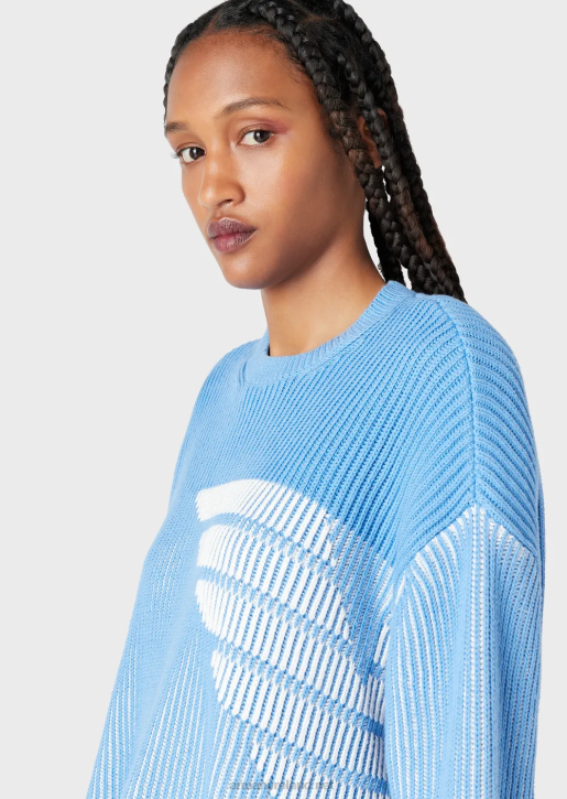 Women 086V188 Vanise Half-Rib Jumper With Oversized Logo Armani Azure