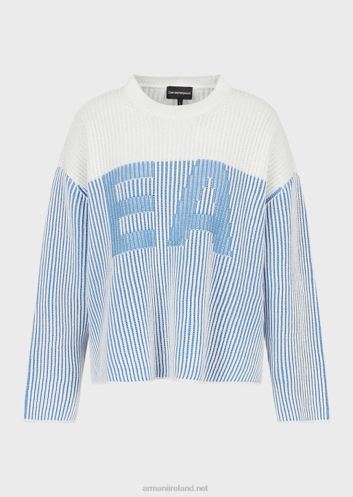Women 086V189 Vanise Half-Rib Jumper With Oversized Logo Armani Blue Logo