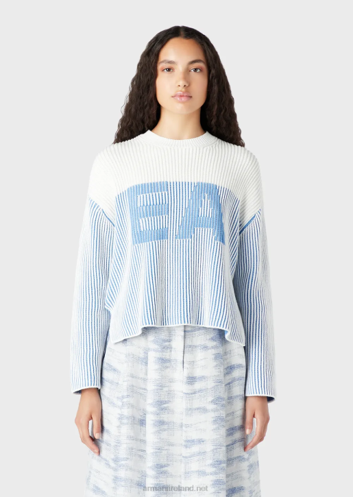 Women 086V189 Vanise Half-Rib Jumper With Oversized Logo Armani Blue Logo