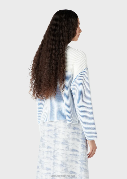 Women 086V189 Vanise Half-Rib Jumper With Oversized Logo Armani Blue Logo