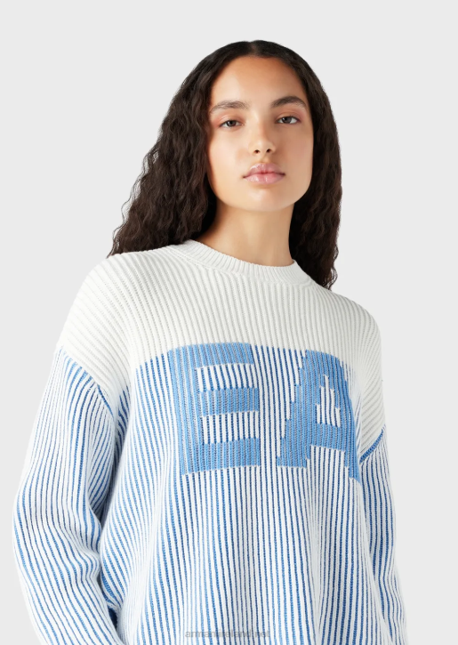 Women 086V189 Vanise Half-Rib Jumper With Oversized Logo Armani Blue Logo