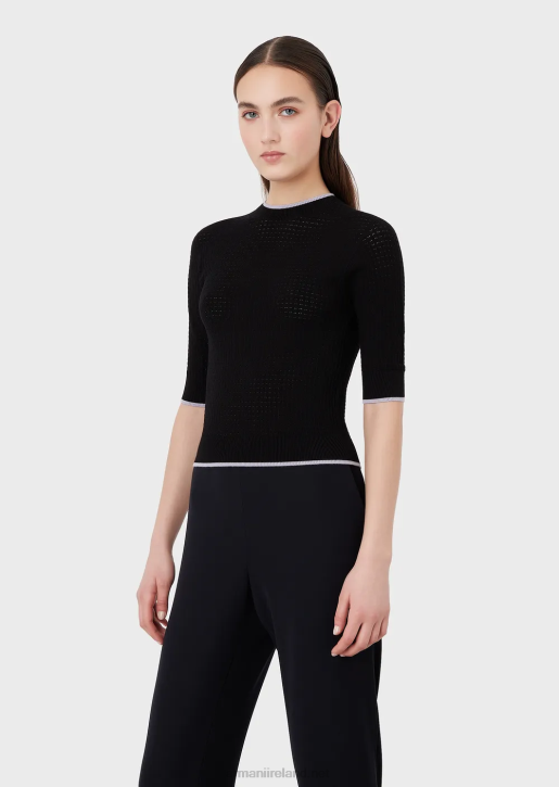 Women 086V192 Seamless Jumper In Micro-Perforated Fabric Armani Black