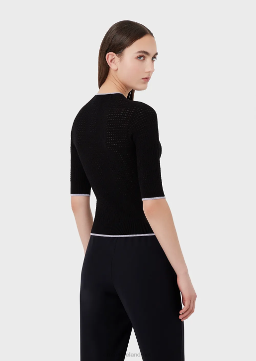 Women 086V192 Seamless Jumper In Micro-Perforated Fabric Armani Black