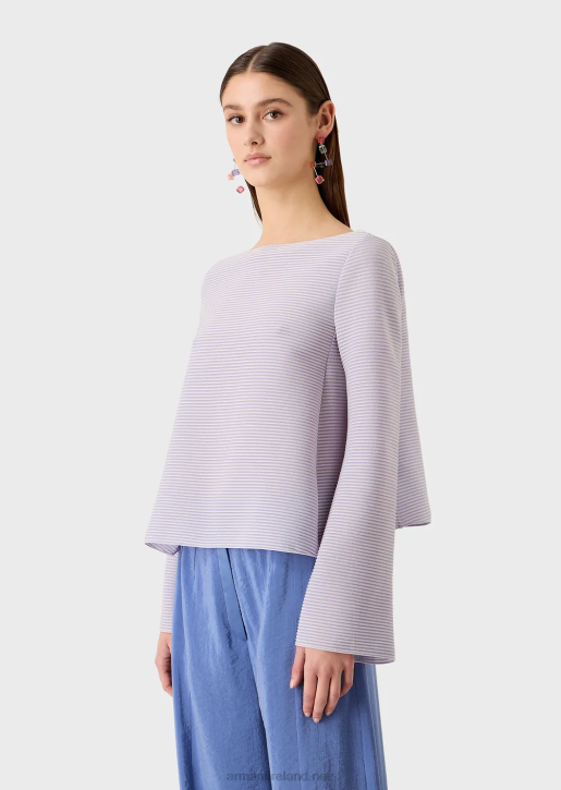 Women 086V197 Boat-Neck Jumper In Ribbed Barre Fabric Armani