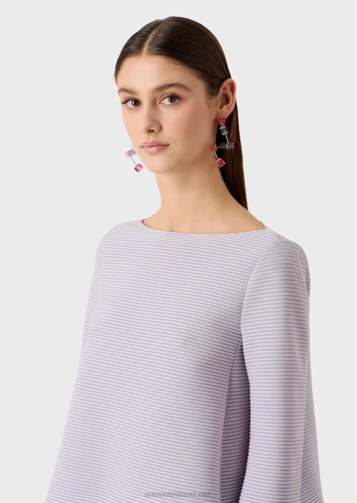 Women 086V197 Boat-Neck Jumper In Ribbed Barre Fabric Armani