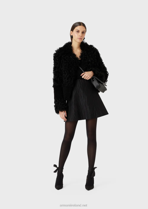 Women 086V201 V-Neck Jumper In Lurex Check Jacquard Fabric Armani Black