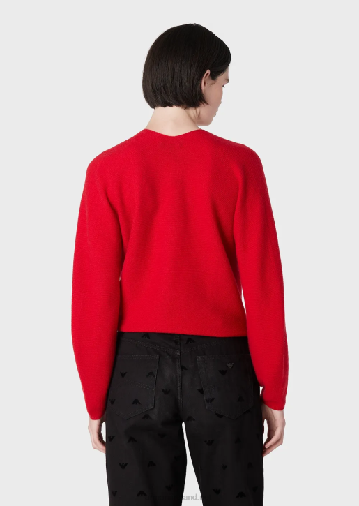 Women 086V203 Seamless V-Neck Jumper In Links-Stitch Wool And Cashmere Armani