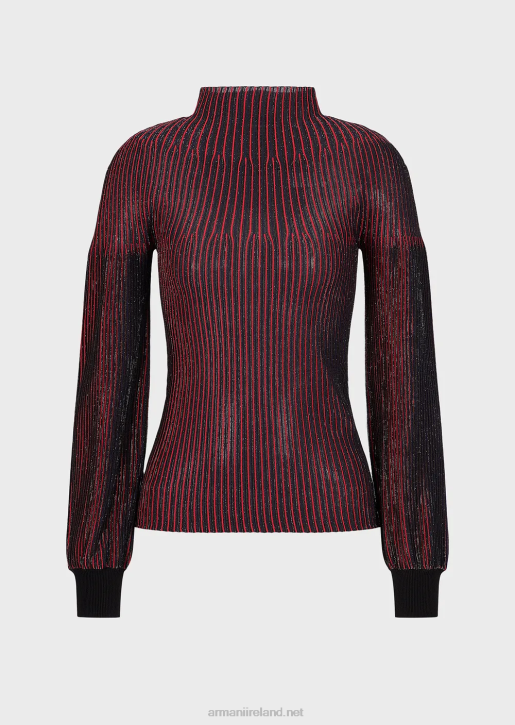 Women 086V204 Lurex Mock-Neck Jumper With All-Over Pattern Armani Pattern