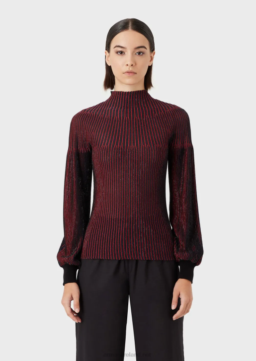 Women 086V204 Lurex Mock-Neck Jumper With All-Over Pattern Armani Pattern