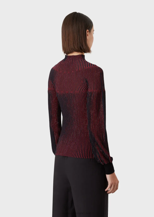 Women 086V204 Lurex Mock-Neck Jumper With All-Over Pattern Armani Pattern