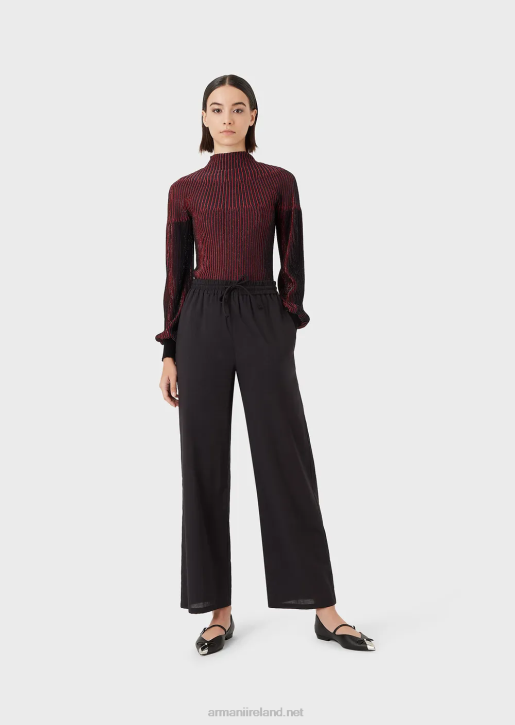 Women 086V204 Lurex Mock-Neck Jumper With All-Over Pattern Armani Pattern