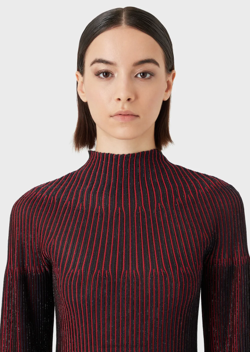 Women 086V204 Lurex Mock-Neck Jumper With All-Over Pattern Armani Pattern
