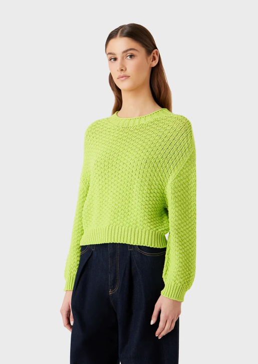 Women 086V205 Seamless Boxy-Fit Jumper With Moss-Stitch Knit Armani