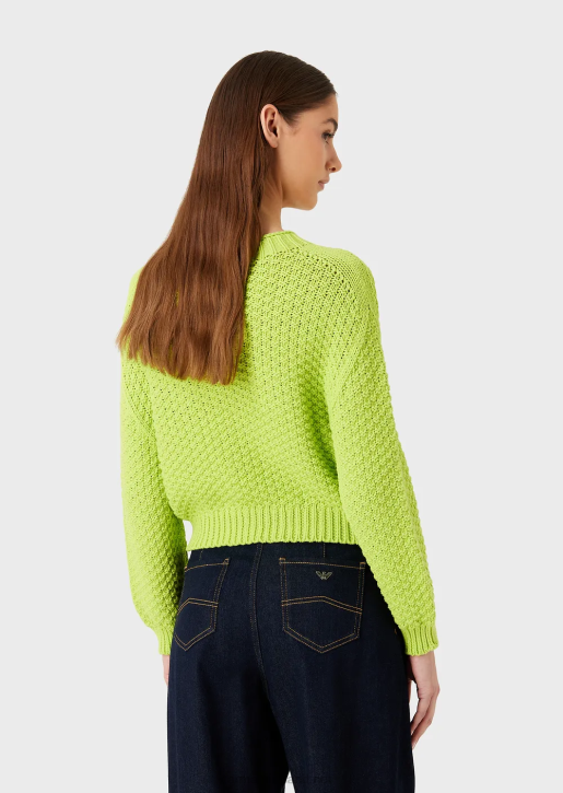 Women 086V205 Seamless Boxy-Fit Jumper With Moss-Stitch Knit Armani