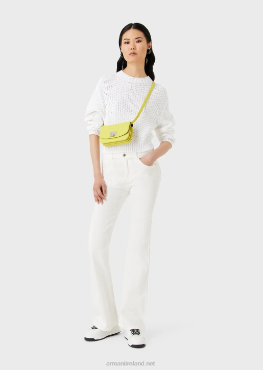 Women 086V206 Seamless Boxy-Fit Jumper With Moss-Stitch Knit Armani Milky White