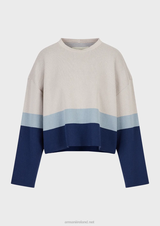 Women 086V211 Sustainable Collection Organic Cotton Jacquard Cropped Jumper Armani Pattern